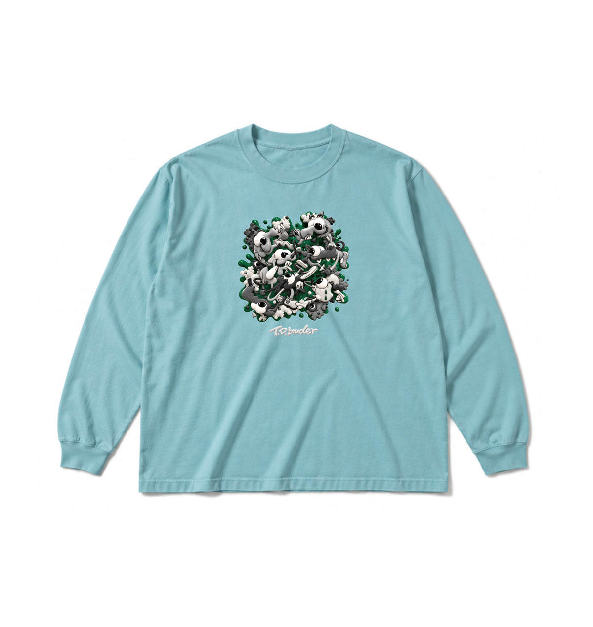 T.D. 3D Design Long-Tee / Vintage Saxe Blue